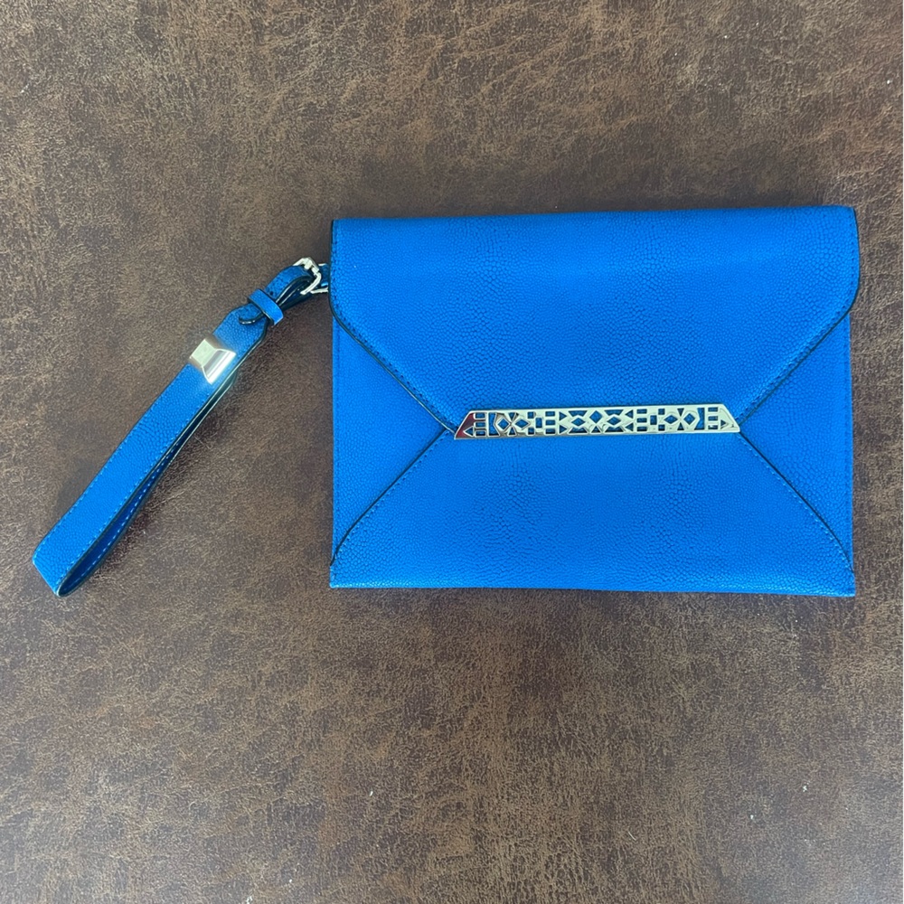 Stella And Dot Envelope Clutch Wristlet COBALT Blue with Card Holders